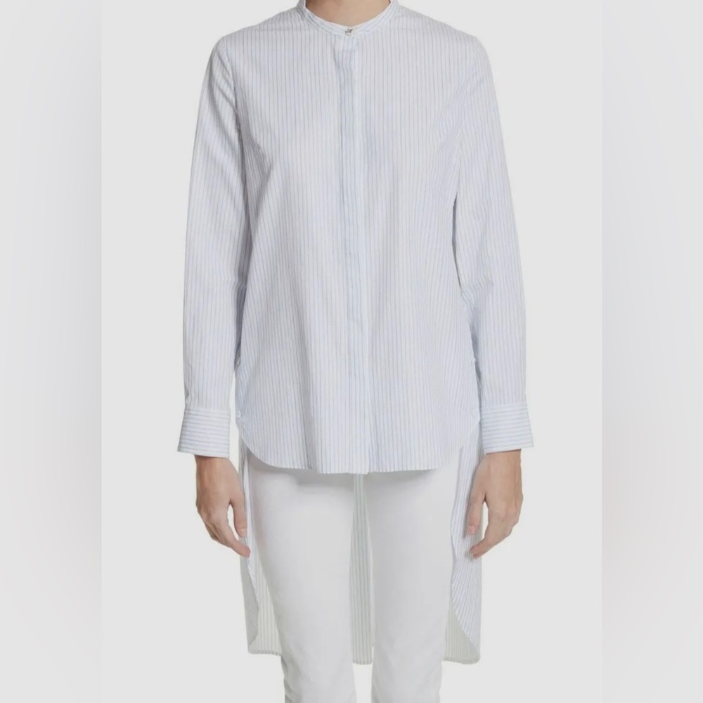 Adam Lippes Mock Neck Button Down 100% Cotton High-Low Tunic, size 6